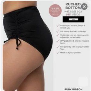 RUBY RIBBON Ruched Swim Bottom BLACK
